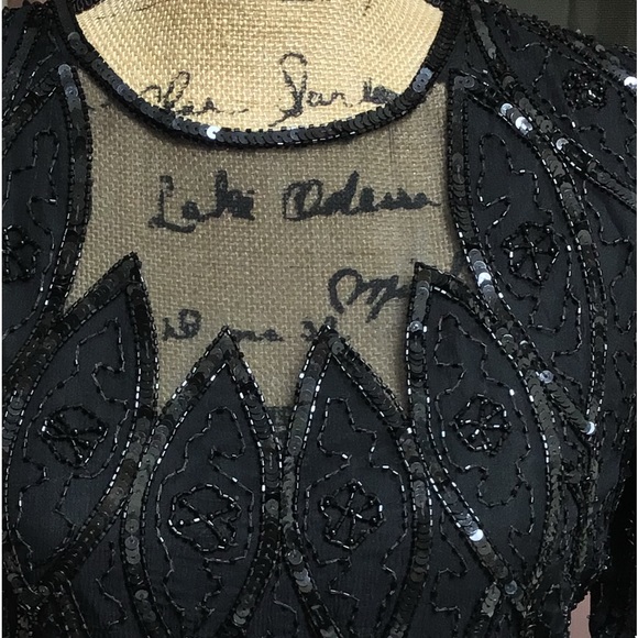 Vintage Stenay 100% Silk/Beaded/Sequins Black Top (reduced 5/11 Few loose beads - Picture 8 of 10